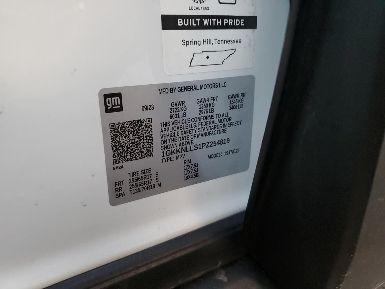 2023 GMC Acadia At4 VIN: 1GKKNLLS1PZ254819 Lot: 80717025