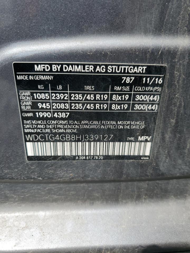 2017 Mercedes-Benz Gla 250 4Matic VIN: WDCTG4GB8HJ339127 Lot: 71837955