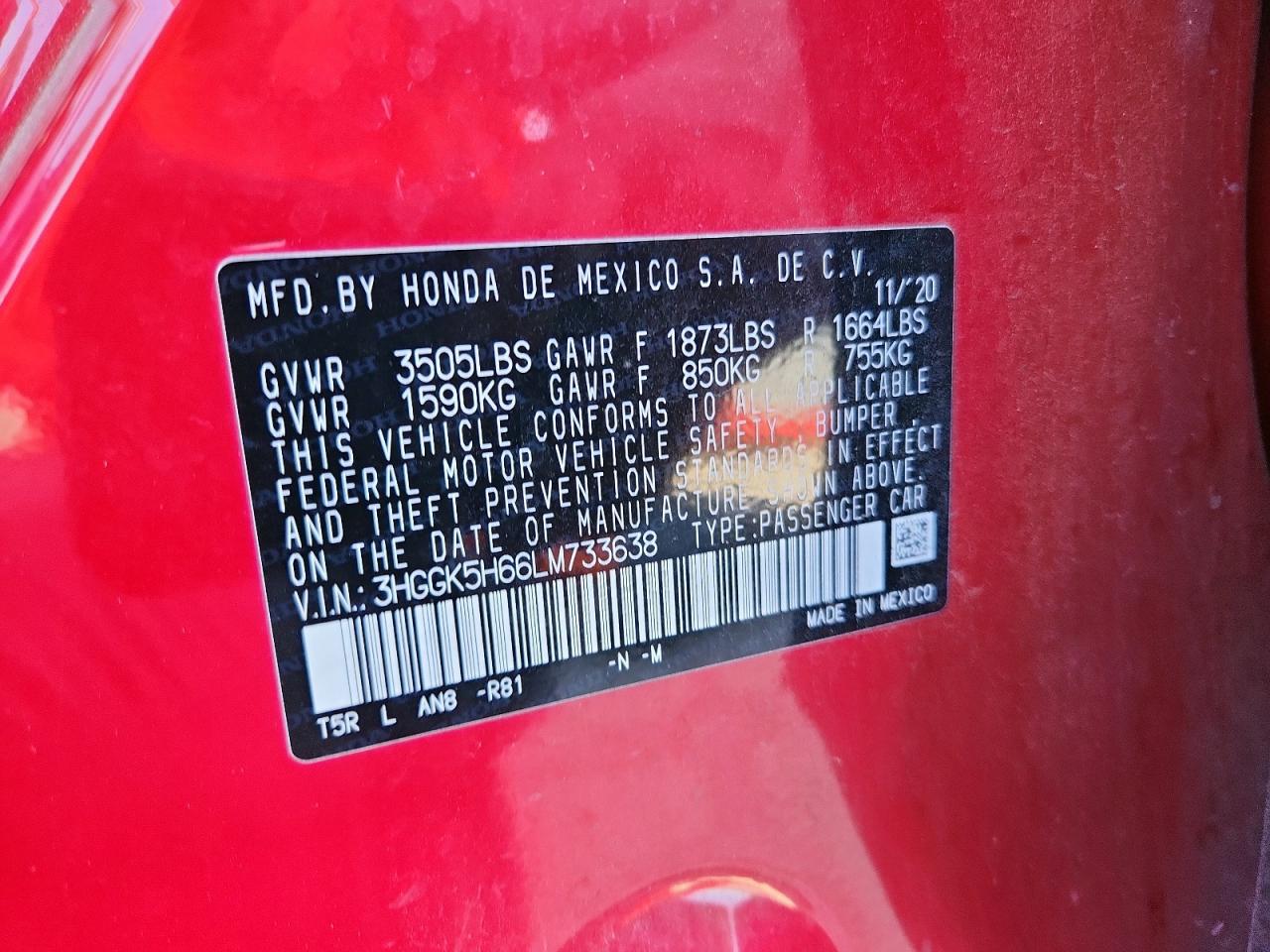2020 Honda Fit Sport VIN: 3HGGK5H66LM733638 Lot: 83815825