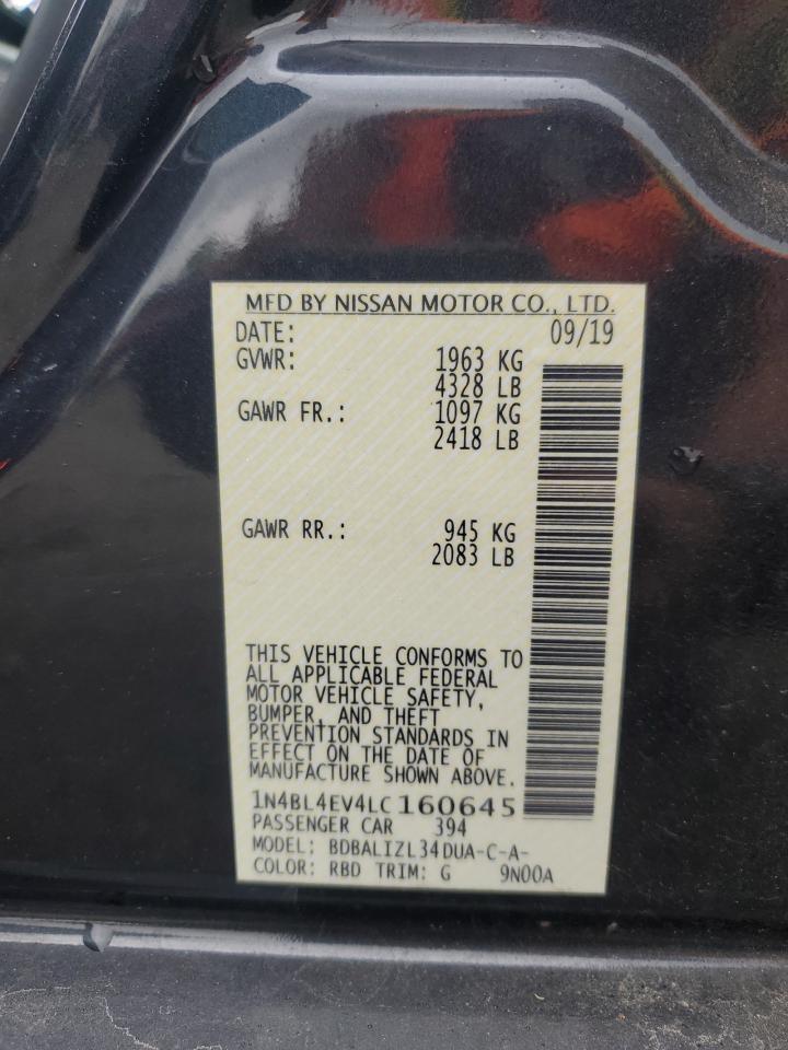 2020 Nissan Altima Sl VIN: 1N4BL4EV4LC160645 Lot: 80328395