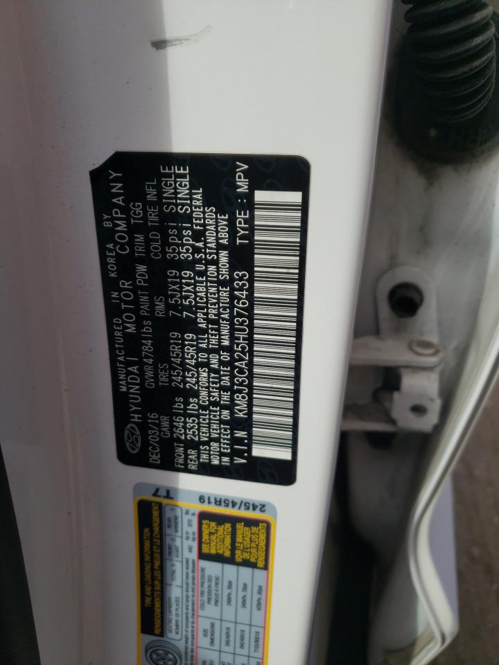 2017 Hyundai Tucson Limited VIN: KM8J3CA25HU376433 Lot: 80351675