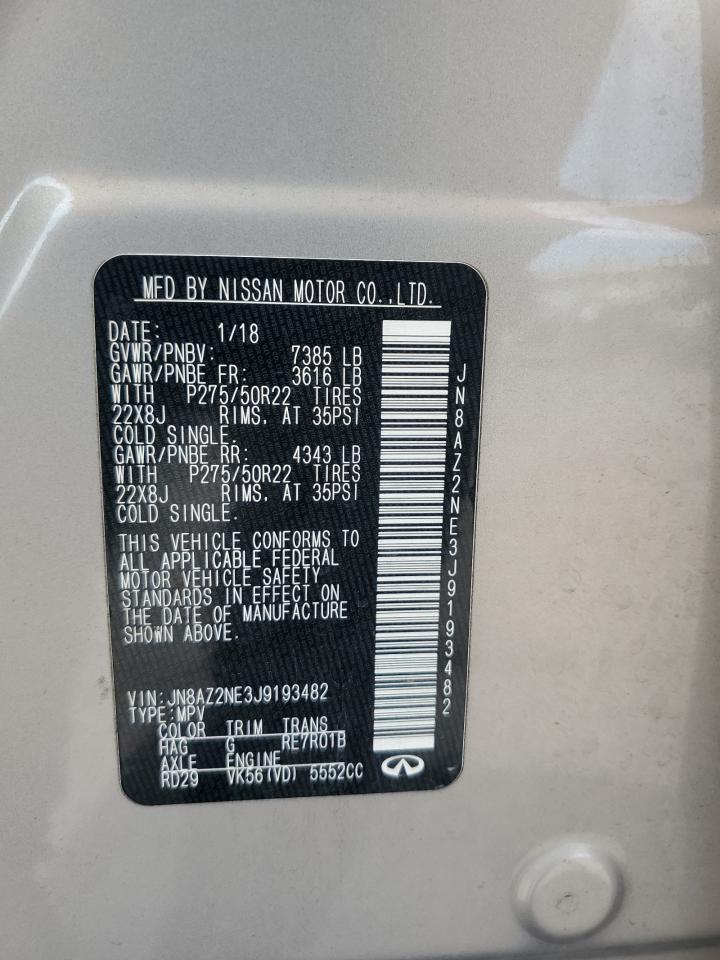 2018 Infiniti Qx80 Base VIN: JN8AZ2NE3J9193482 Lot: 80542075