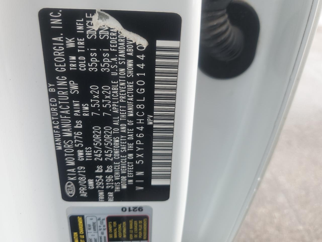 2020 Kia Telluride S VIN: 5XYP64HC8LG014407 Lot: 81468975