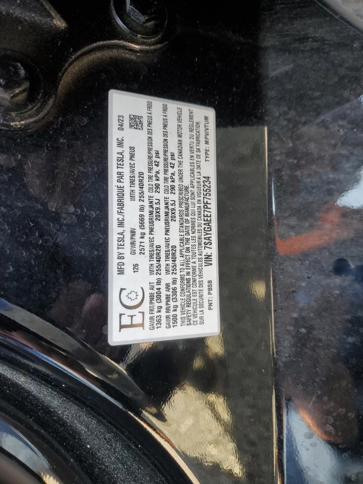 2023 Tesla Model Y VIN: 7SAYGAEE7PF755234 Lot: 80069215