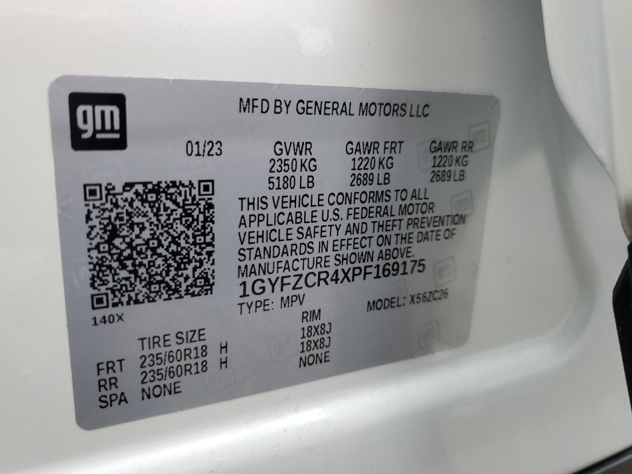 2023 Cadillac Xt4 Premium Luxury VIN: 1GYFZCR4XPF169175 Lot: 81222065