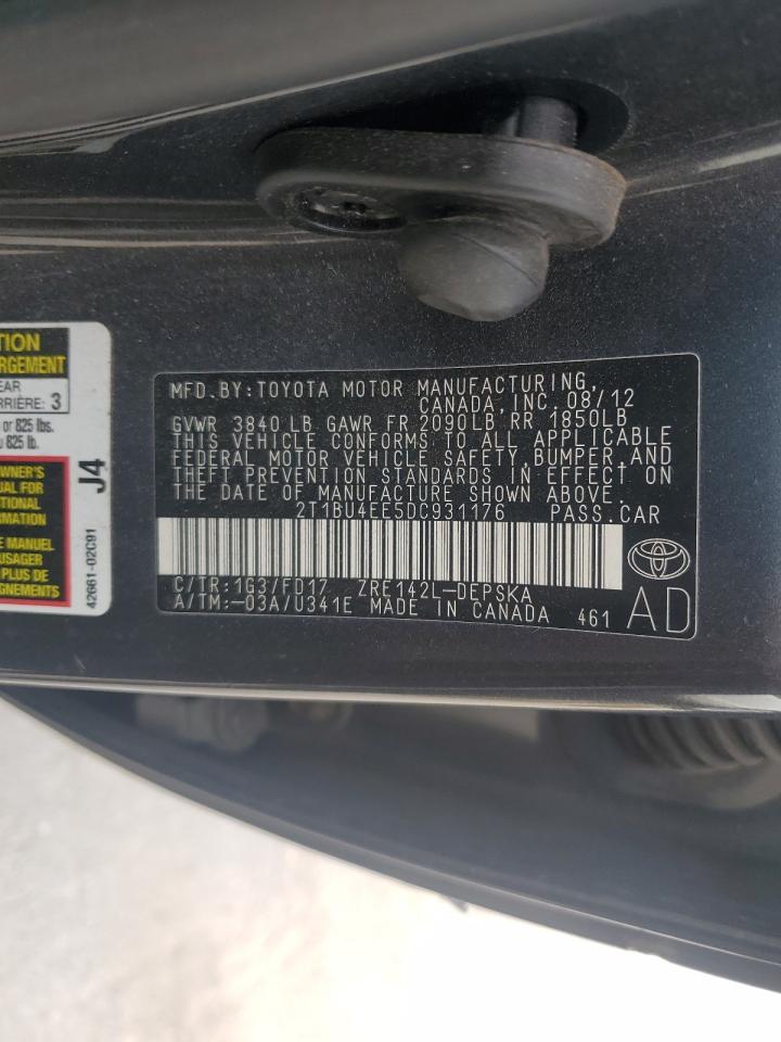 2013 Toyota Corolla Base VIN: 2T1BU4EE5DC931176 Lot: 81066865