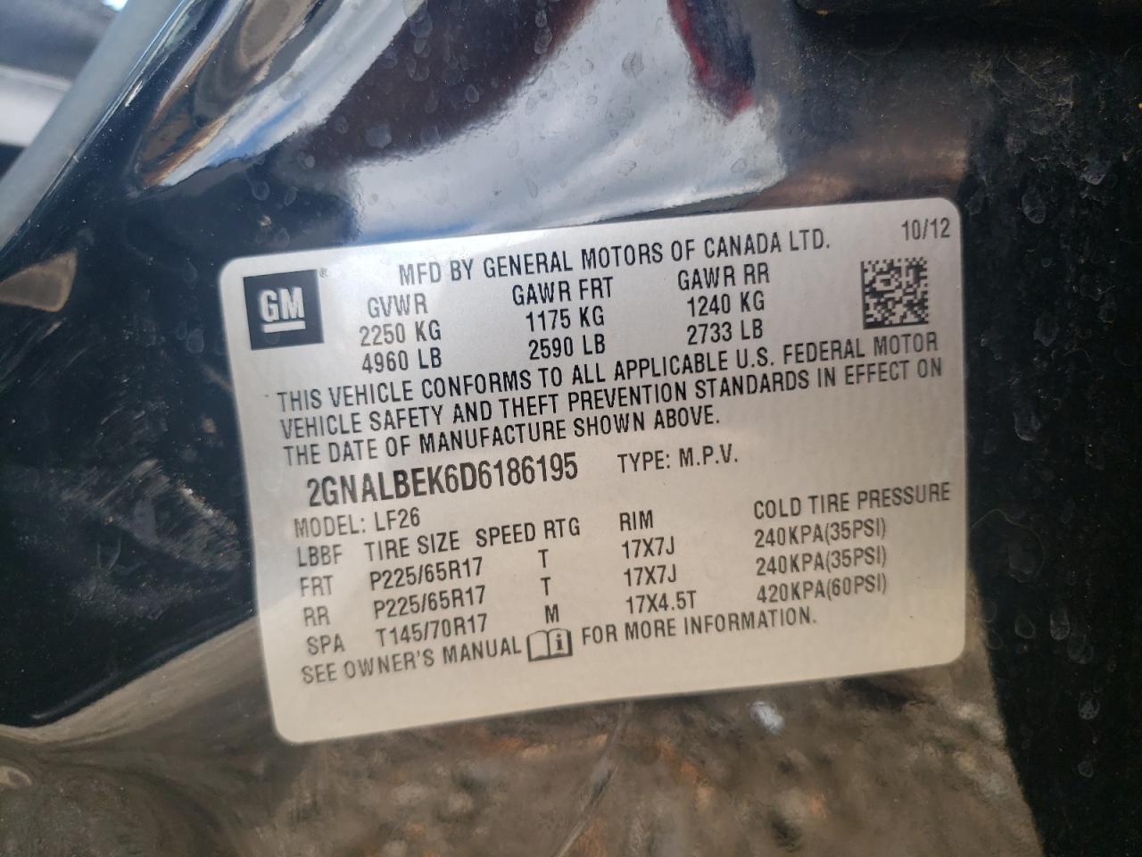 2013 Chevrolet Equinox Ls VIN: 2GNALBEK6D6186195 Lot: 81811775