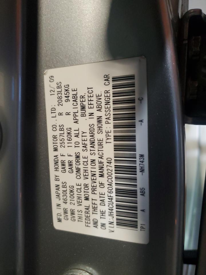 2010 Acura Tsx VIN: JH4CU4F60AC002740 Lot: 84183205