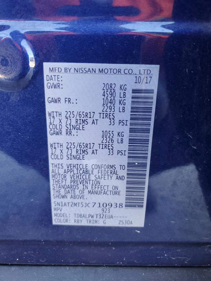 2018 Nissan Rogue S VIN: 5N1AT2MT5JC710938 Lot: 80302735