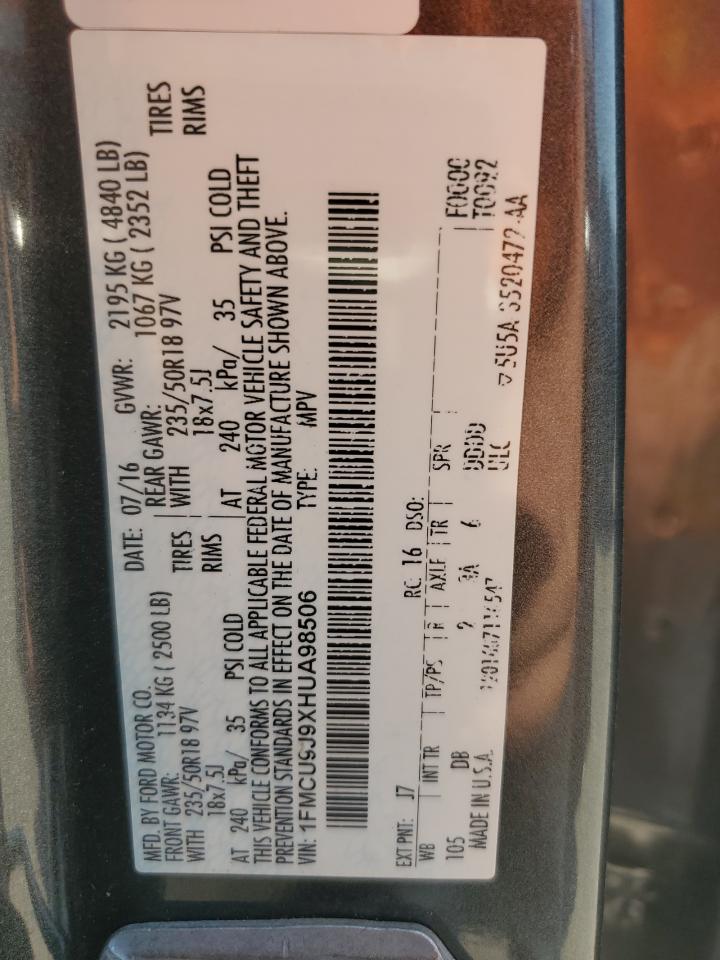 2017 Ford Escape Titanium VIN: 1FMCU9J9XHUA98506 Lot: 80702425