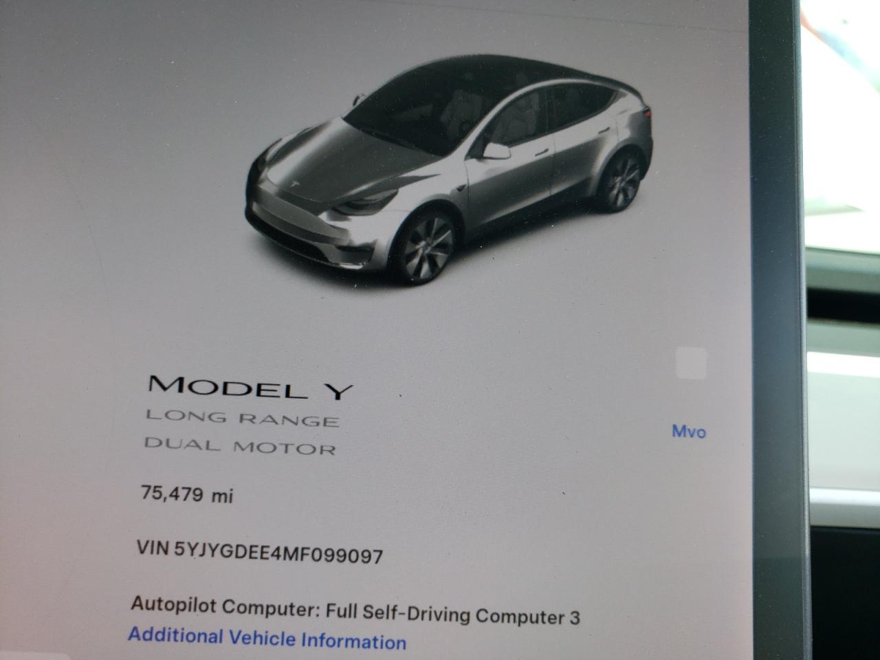 2021 Tesla Model Y VIN: 5YJYGDEE4MF099097 Lot: 72100985