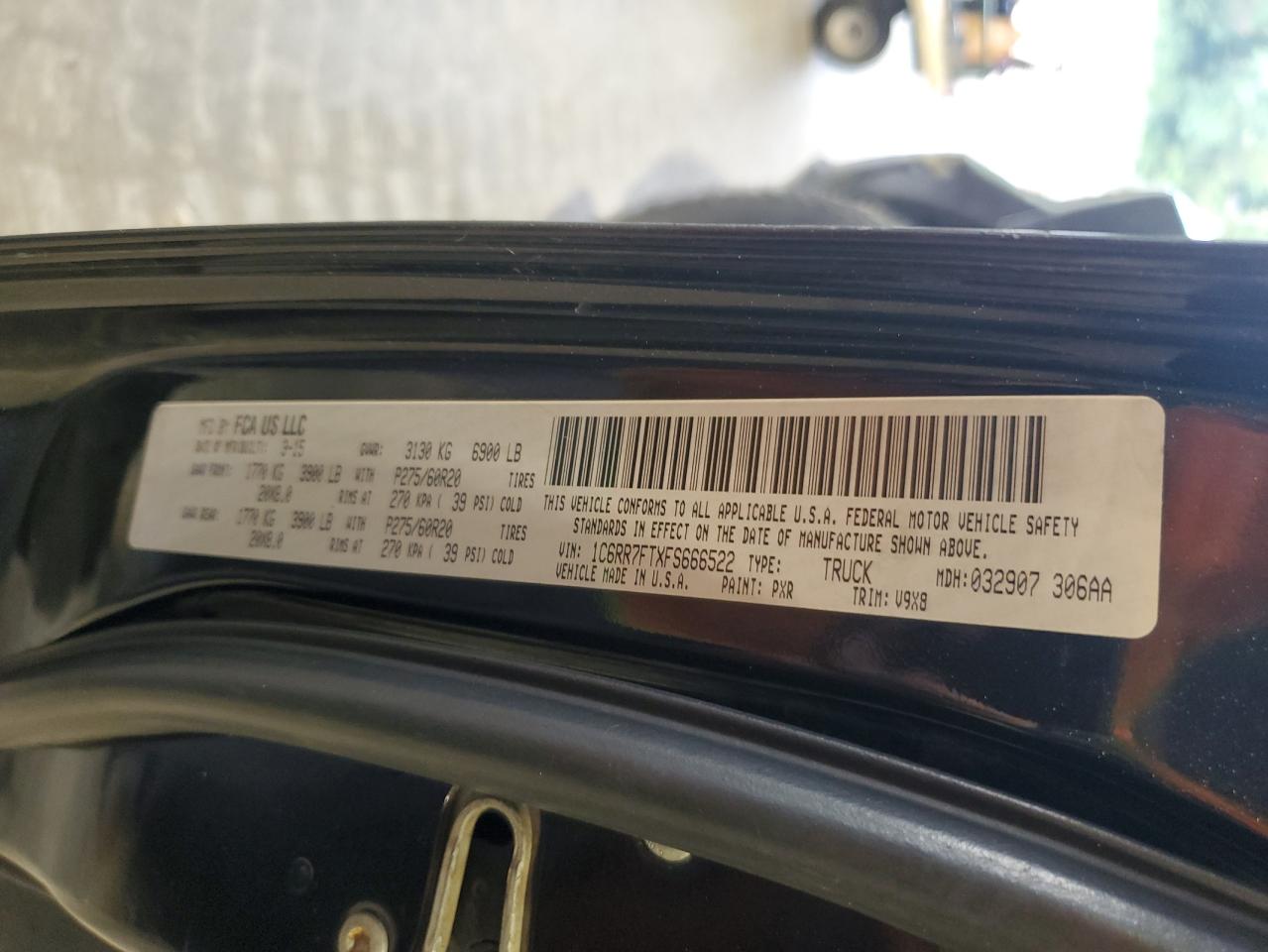 2015 Ram 1500 St VIN: 1C6RR7FTXFS666522 Lot: 70633685