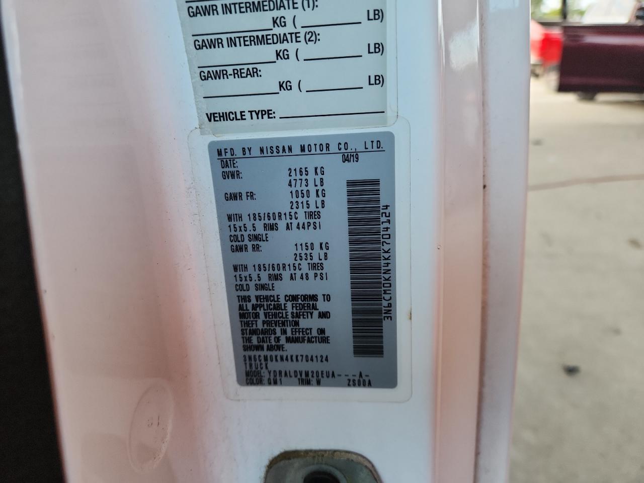 2019 Nissan Nv200 2.5S VIN: 3N6CM0KN4KK704124 Lot: 71692065