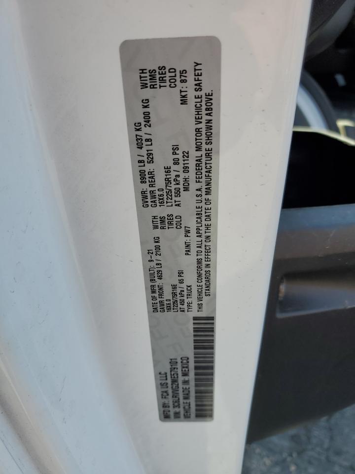 2021 Ram Promaster 2500 2500 Standard VIN: 3C6LRVVG2ME579101 Lot: 84614635