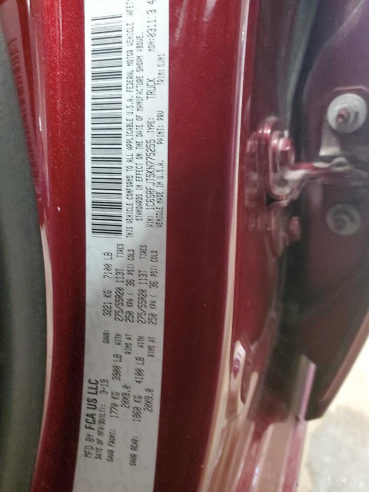 2019 Ram 1500 Laramie VIN: 1C6SRFJT5KN775255 Lot: 80192725