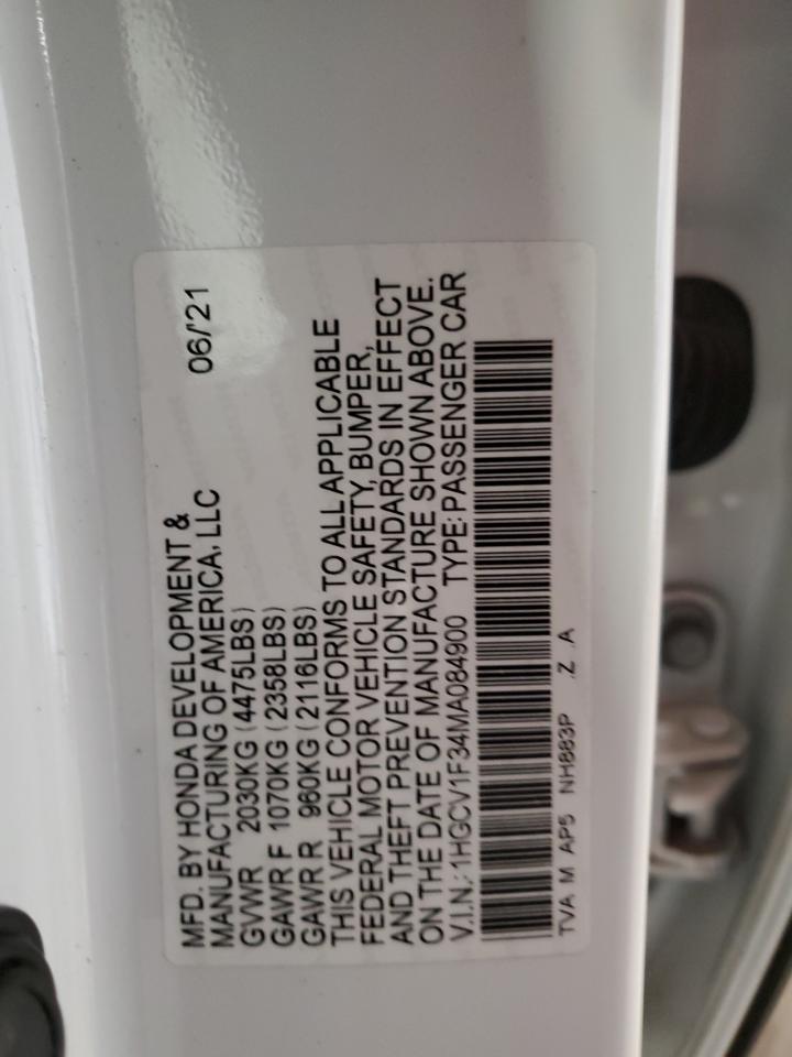 2021 Honda Accord Sport VIN: 1HGCV1F34MA084900 Lot: 84576675