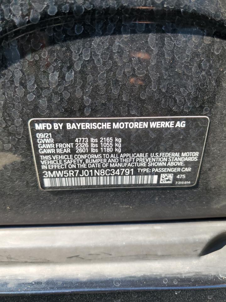 2022 BMW 330Xi VIN: 3MW5R7J01N8C34791 Lot: 84705255