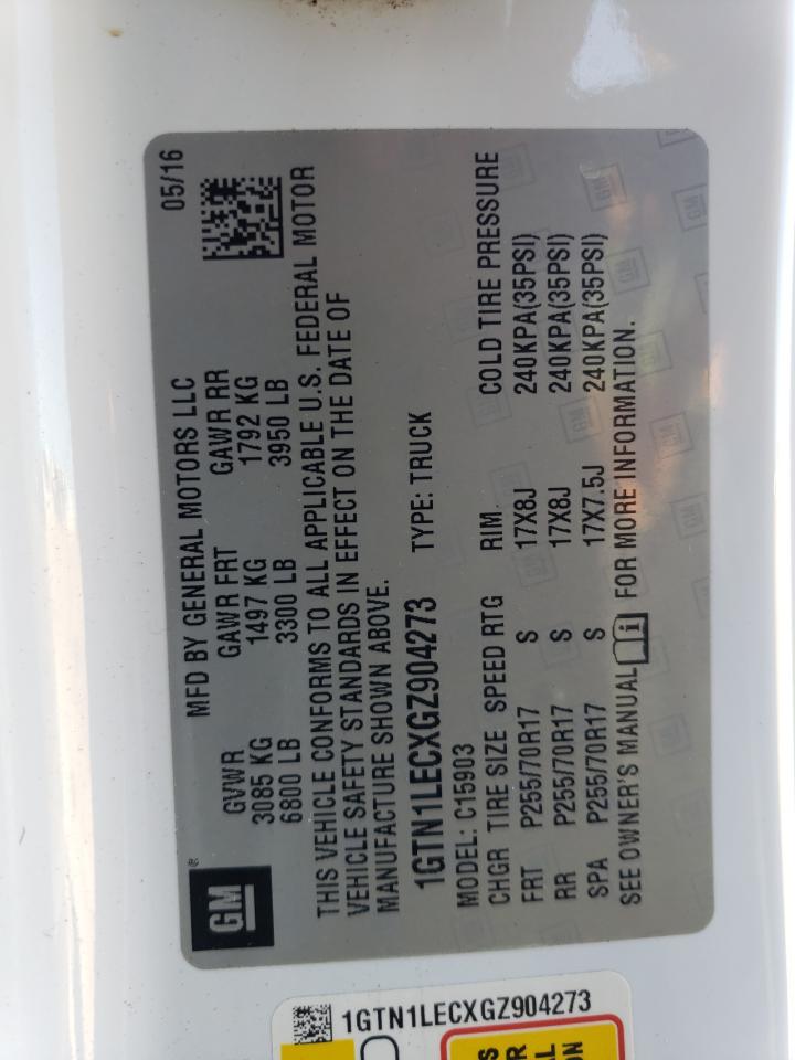 2016 GMC Sierra C1500 VIN: 1GTN1LECXGZ904273 Lot: 84015695