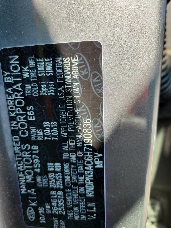 2017 Kia Sportage Ex VIN: KNDPN3AC6H7190836 Lot: 81215485