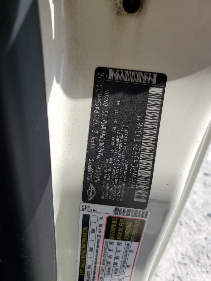 2006 Mini Cooper S VIN: WMWRE33526TJ37611 Lot: 81032835