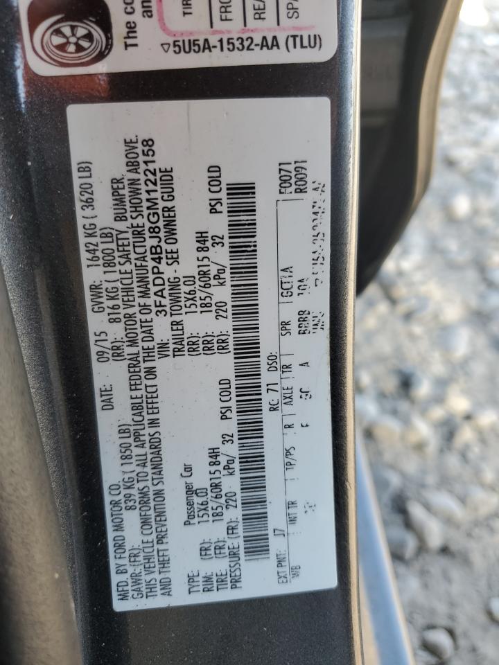 2016 Ford Fiesta Se VIN: 3FADP4BJ8GM122158 Lot: 80707965