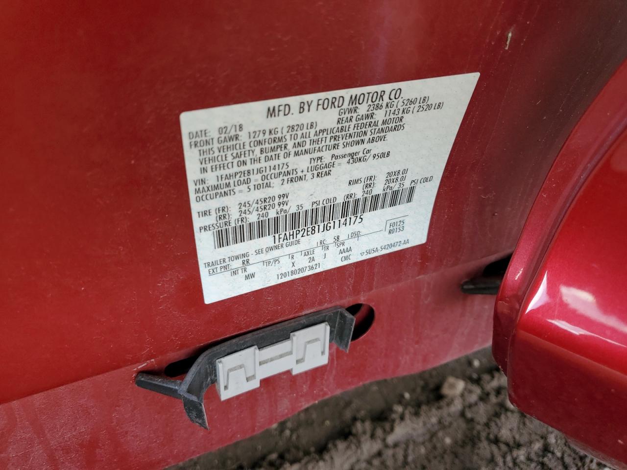 2018 Ford Taurus Sel VIN: 1FAHP2E81JG114175 Lot: 81822135