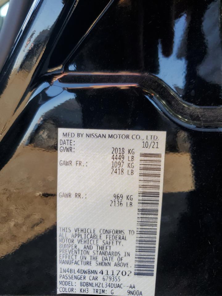 2021 Nissan Altima Sv VIN: 1N4BL4DW8MN411702 Lot: 80900525