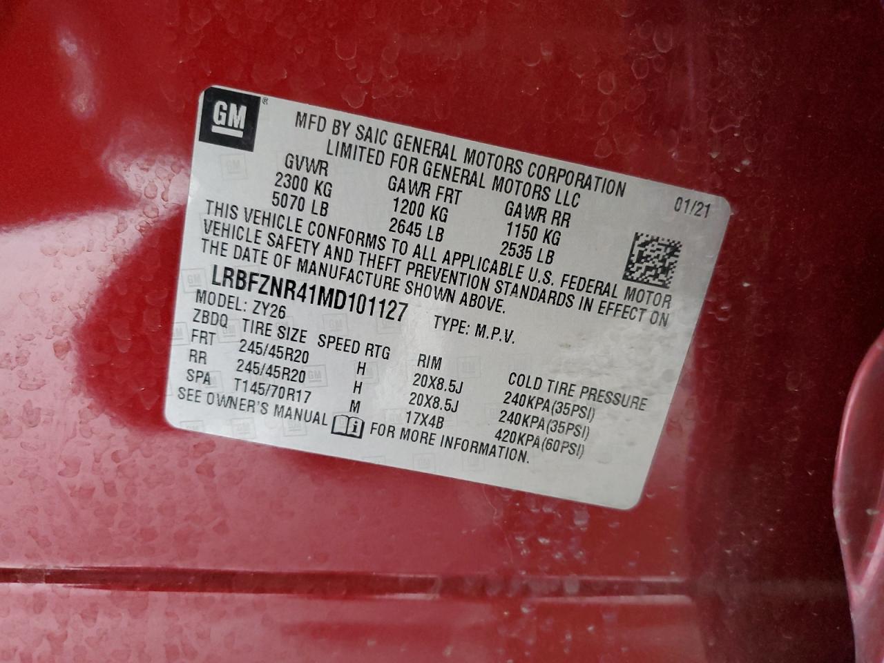 2021 Buick Envision Essence VIN: LRBFZNR41MD101127 Lot: 71643625