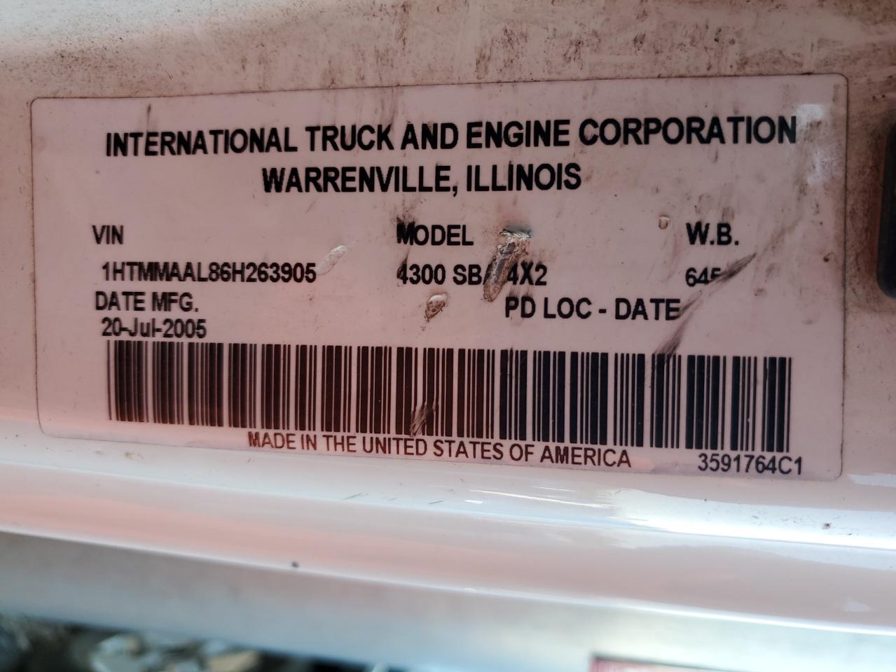 2006 International 4000 VIN: 1HTMMAL86H26390 Lot: 71091755