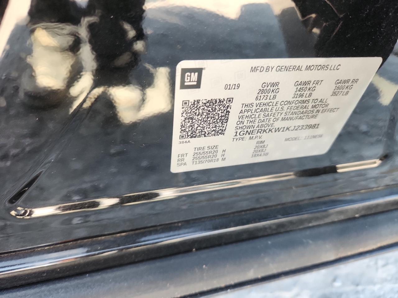 2019 Chevrolet Traverse Premier VIN: 1GNERKKW1KJ233981 Lot: 70961155