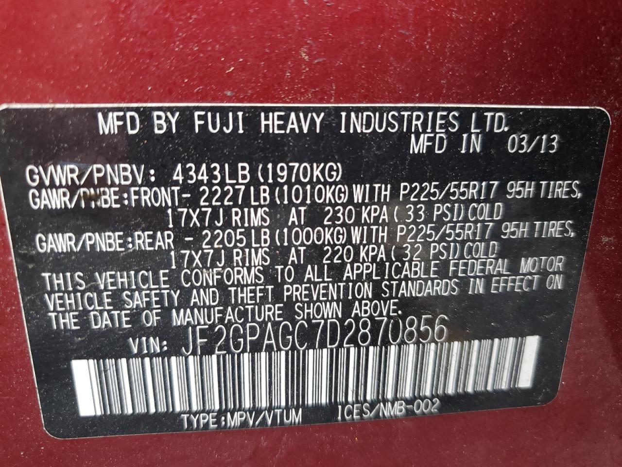 2013 Subaru Xv Crosstrek 2.0 Limited VIN: JF2GPAGC7D2870856 Lot: 83872355