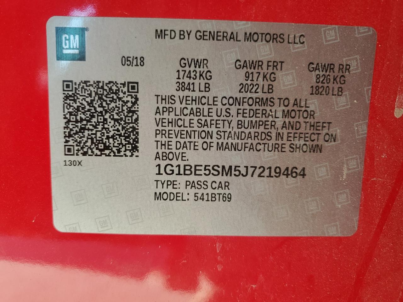 2018 Chevrolet Cruze Lt VIN: 1G1BE5SM5J7219464 Lot: 81473635