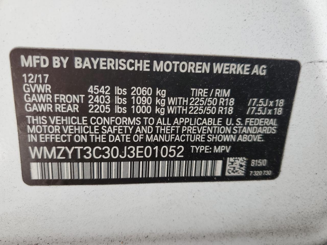 2018 Mini Cooper S Countryman VIN: WMZYT3C30J3E01052 Lot: 80758755