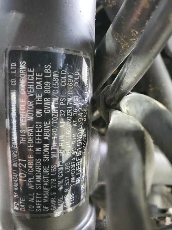 2022 Kawasaki Er650 M VIN: ML5EREM19NDA59427 Lot: 71810675