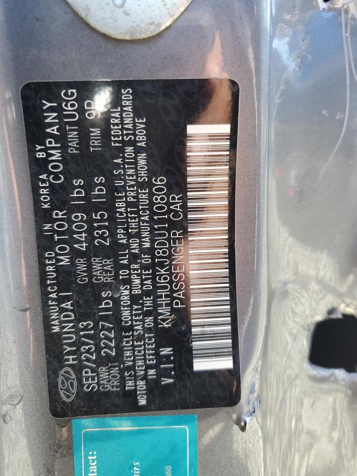 2013 Hyundai Genesis Coupe 3.8L VIN: KMHHU6KJ8DU110806 Lot: 81345795