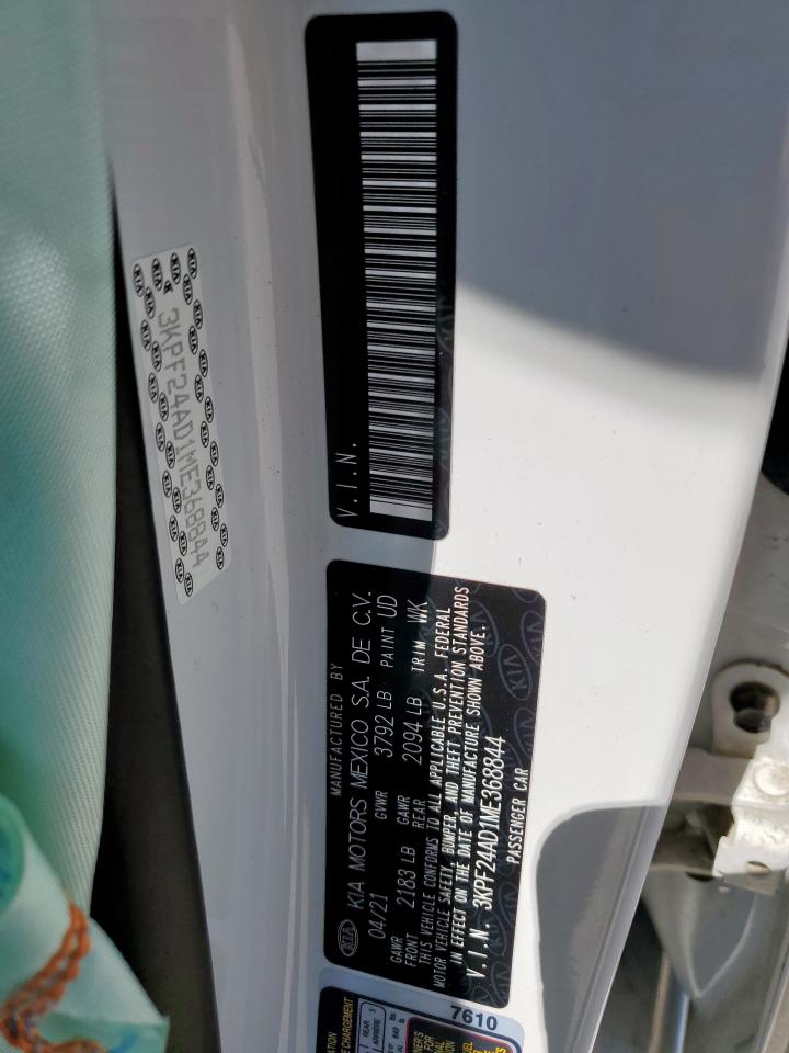 2021 Kia Forte Fe VIN: 3KPF24AD1ME368844 Lot: 80085235