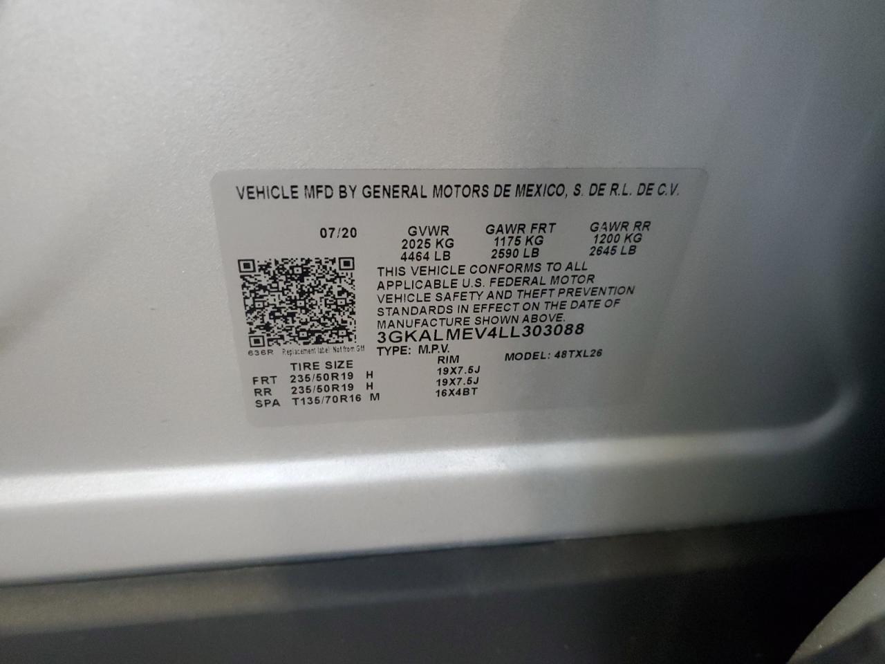 2020 GMC Terrain Sle VIN: 3GKALMEV4LL303088 Lot: 71610425