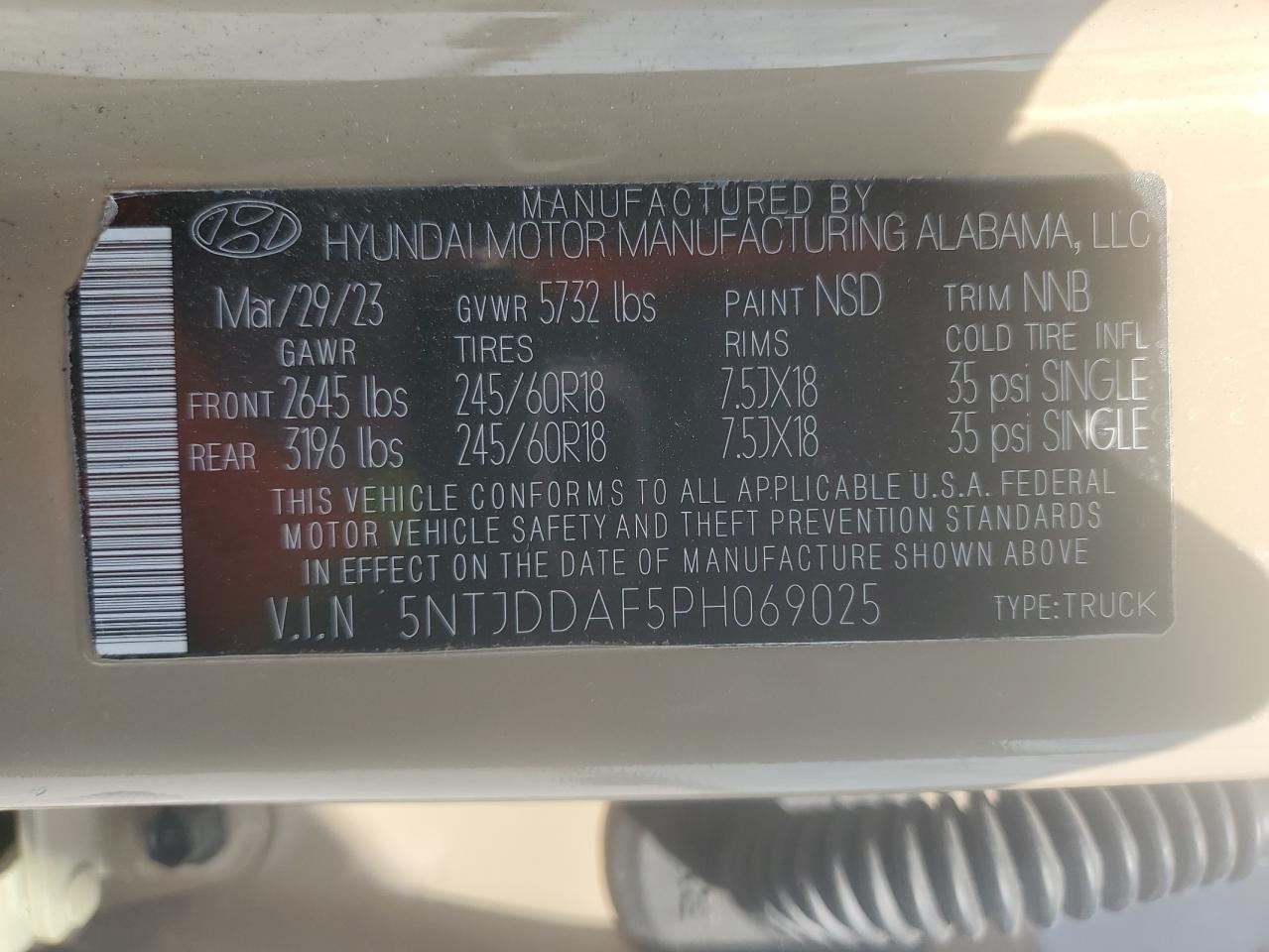 2023 Hyundai Santa Cruz Sel Premium VIN: 5NTJDDAF5PH069025 Lot: 81416205