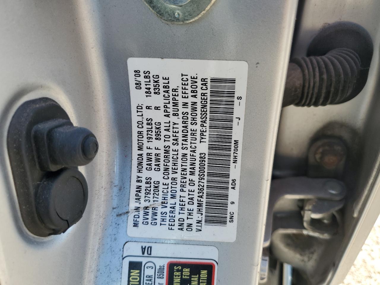 2009 Honda Civic Hybrid VIN: JHMFA36279S000983 Lot: 80478155