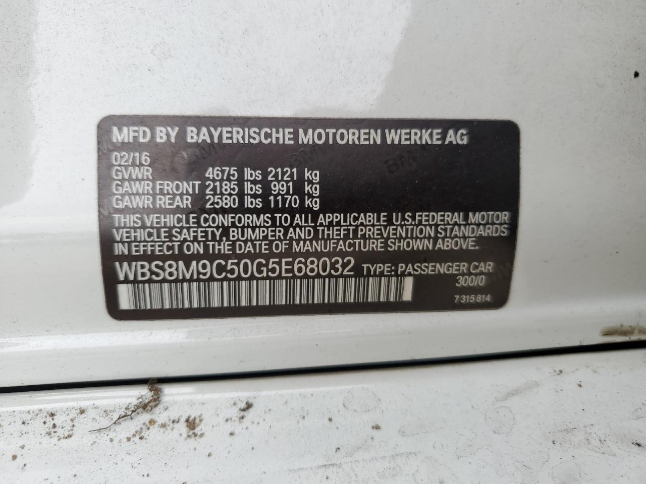 2016 BMW M3 VIN: WBS8M9C50G5E68032 Lot: 84537945