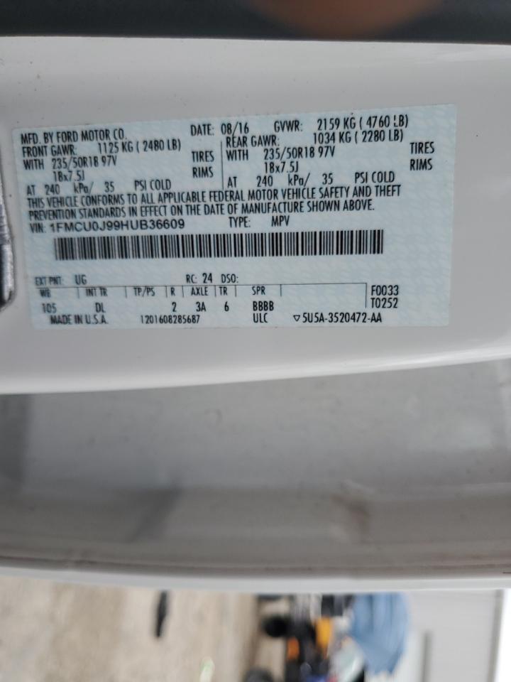 2017 Ford Escape Titanium VIN: 1FMCU0J99HUB36609 Lot: 71974175