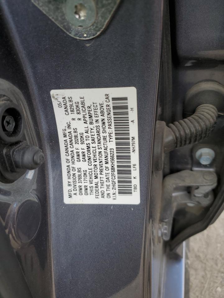 2019 Honda Civic Lx VIN: 2HGFC2F68KH566223 Lot: 84367425