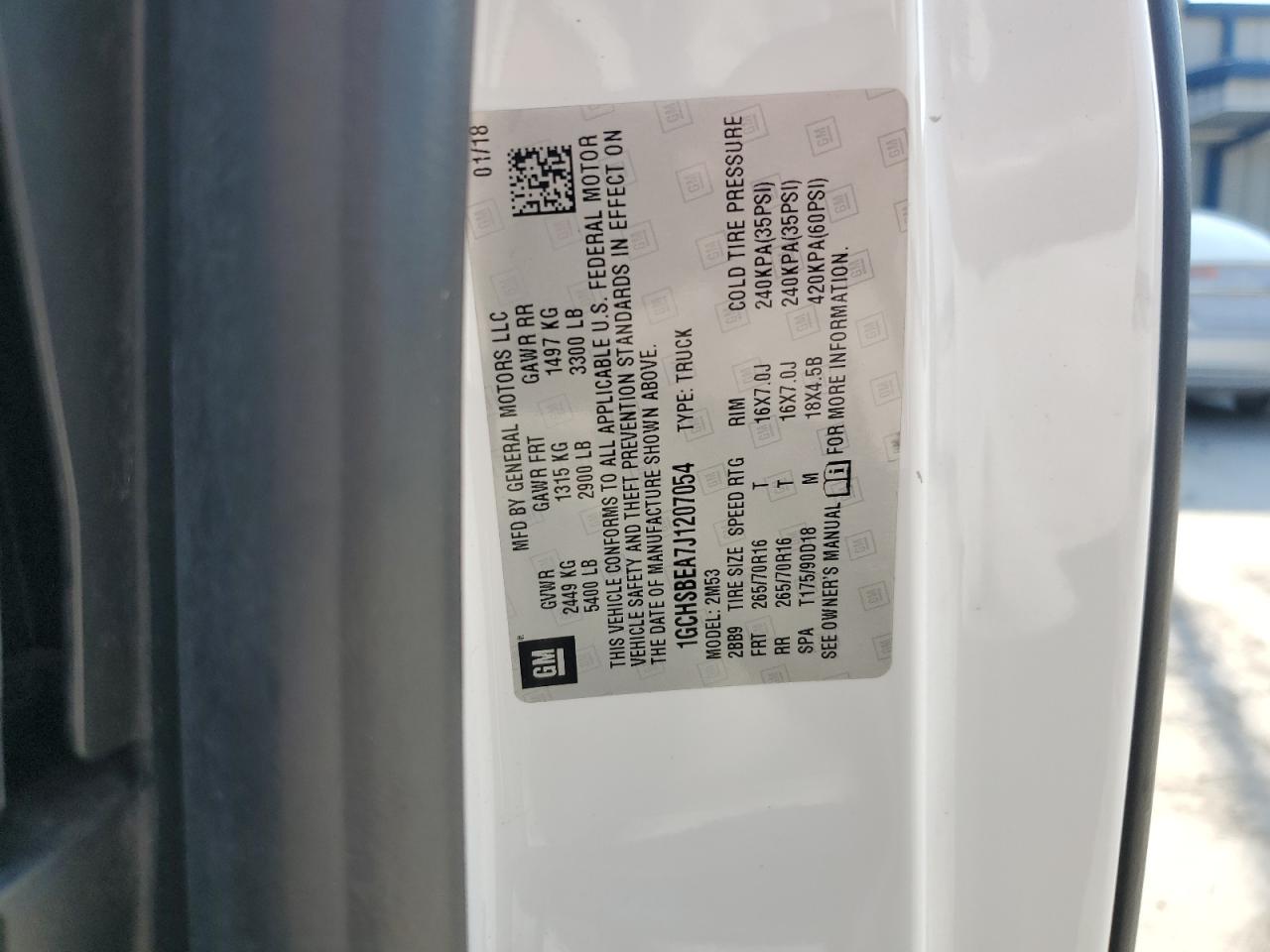 2018 Chevrolet Colorado VIN: 1GCHSBEA7J1207054 Lot: 69345675