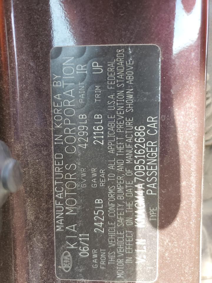 2011 Kia Optima Lx VIN: KNAGM4A70B5162686 Lot: 84640465