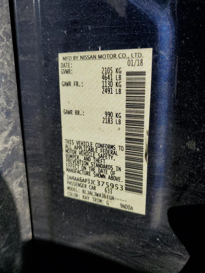 2018 Nissan Maxima 3.5S VIN: 1N4AA6AP3JC375953 Lot: 81373045