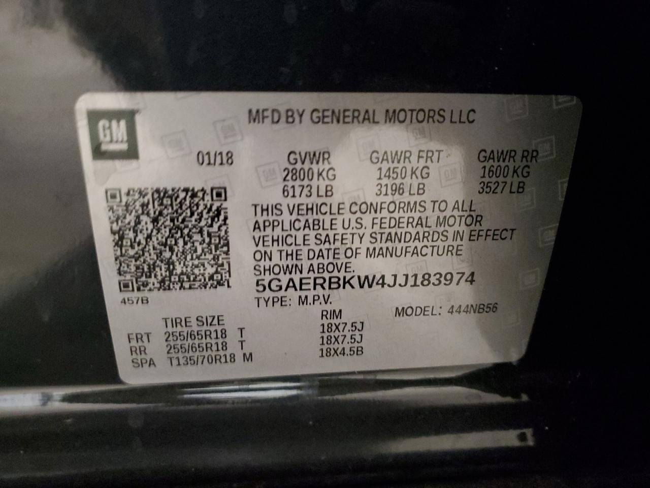 2018 Buick Enclave Essence VIN: 5GAERBKW4JJ183974 Lot: 84461825