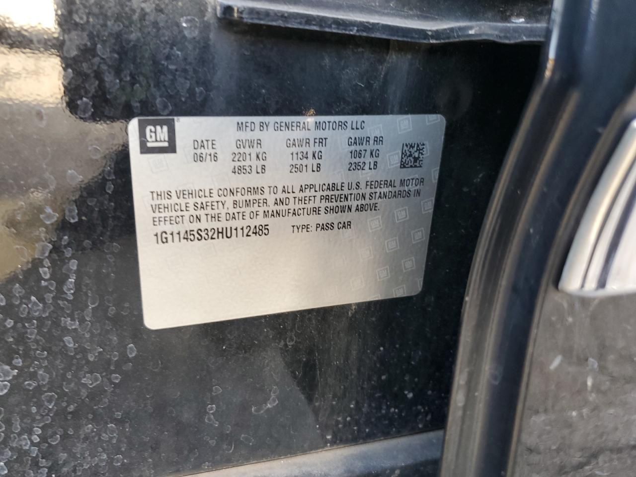 2017 Chevrolet Impala Premier VIN: 1G1145S32HU112485 Lot: 84265815