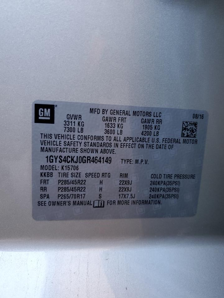 2016 Cadillac Escalade Premium VIN: 1GYS4CKJ0GR464149 Lot: 81756345