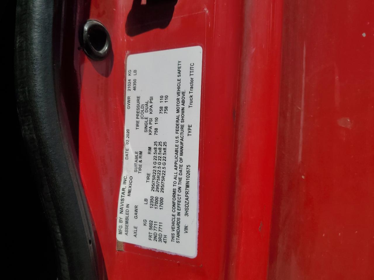 2021 International Lt625 VIN: 3HSDZAPR7MN102675 Lot: 71608645