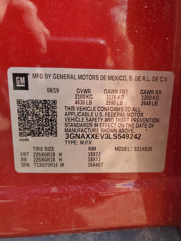 2020 Chevrolet Equinox Premier VIN: 3GNAXXEV3LS549242 Lot: 71898805